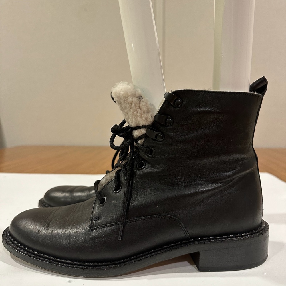 VINCE Black Cabria Lug Lace Up Boot